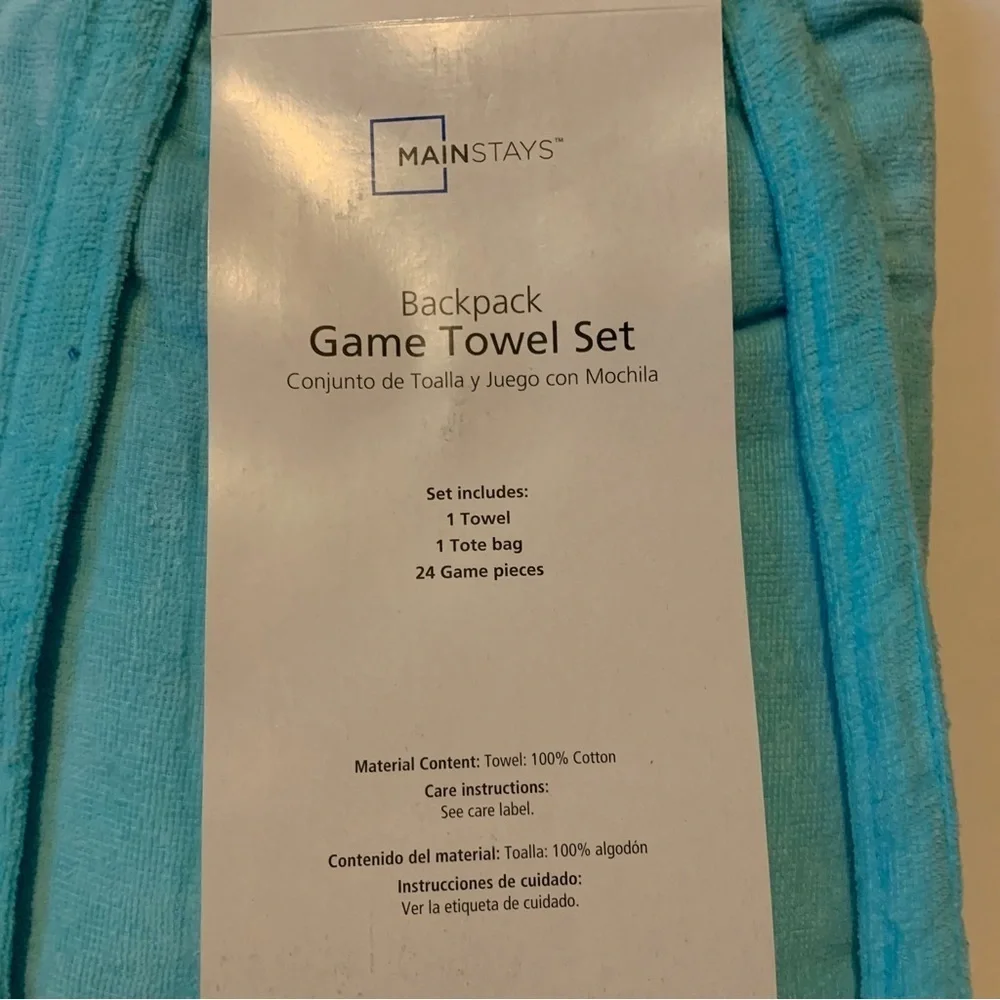 NWT. Mainstays Floral Backpack Game Towel Set - Blue and Orange